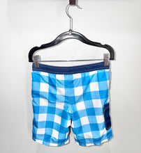 Load image into Gallery viewer, Hanna Andersson Blue Plaid Swim Trunks Size 5
