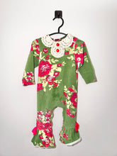 Load image into Gallery viewer, RicRac &amp; Ruffles Green Floral Romper Size 12m*
