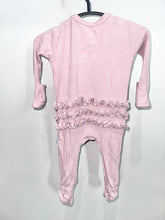 Load image into Gallery viewer, Posh Peanut Pink Ruffle Footie Size 0-3m
