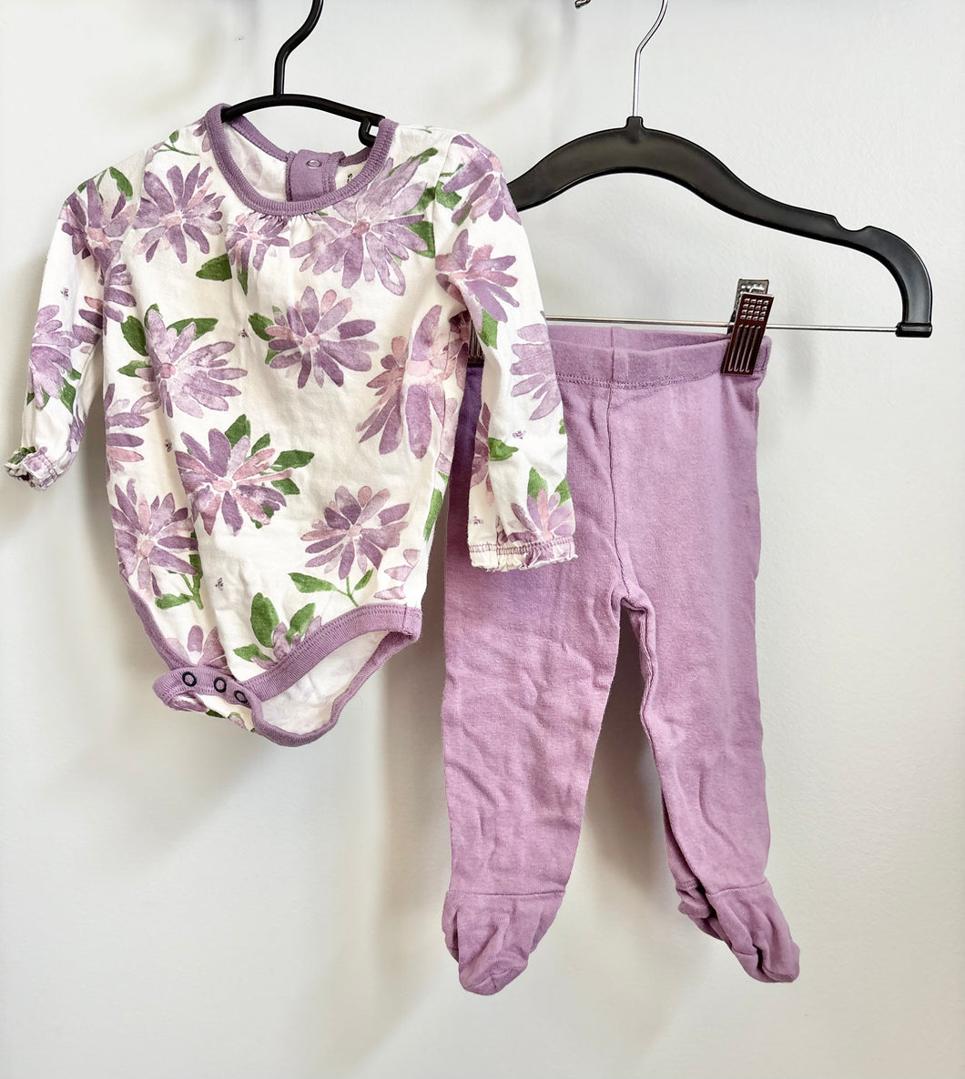 Burt's Bees Purple Flower 2pc Outfit Size 0-3m