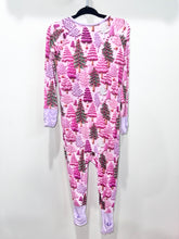 Load image into Gallery viewer, Velveteen Pink Christmas Trees Sleeper Size 12-18m

