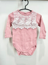Load image into Gallery viewer, Kyle &amp; Deena Pink Lace Bodysuit Size 6-9m
