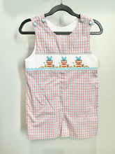 Load image into Gallery viewer, Shrimp &amp; Grits Crab Smocked Shortall Size 3T
