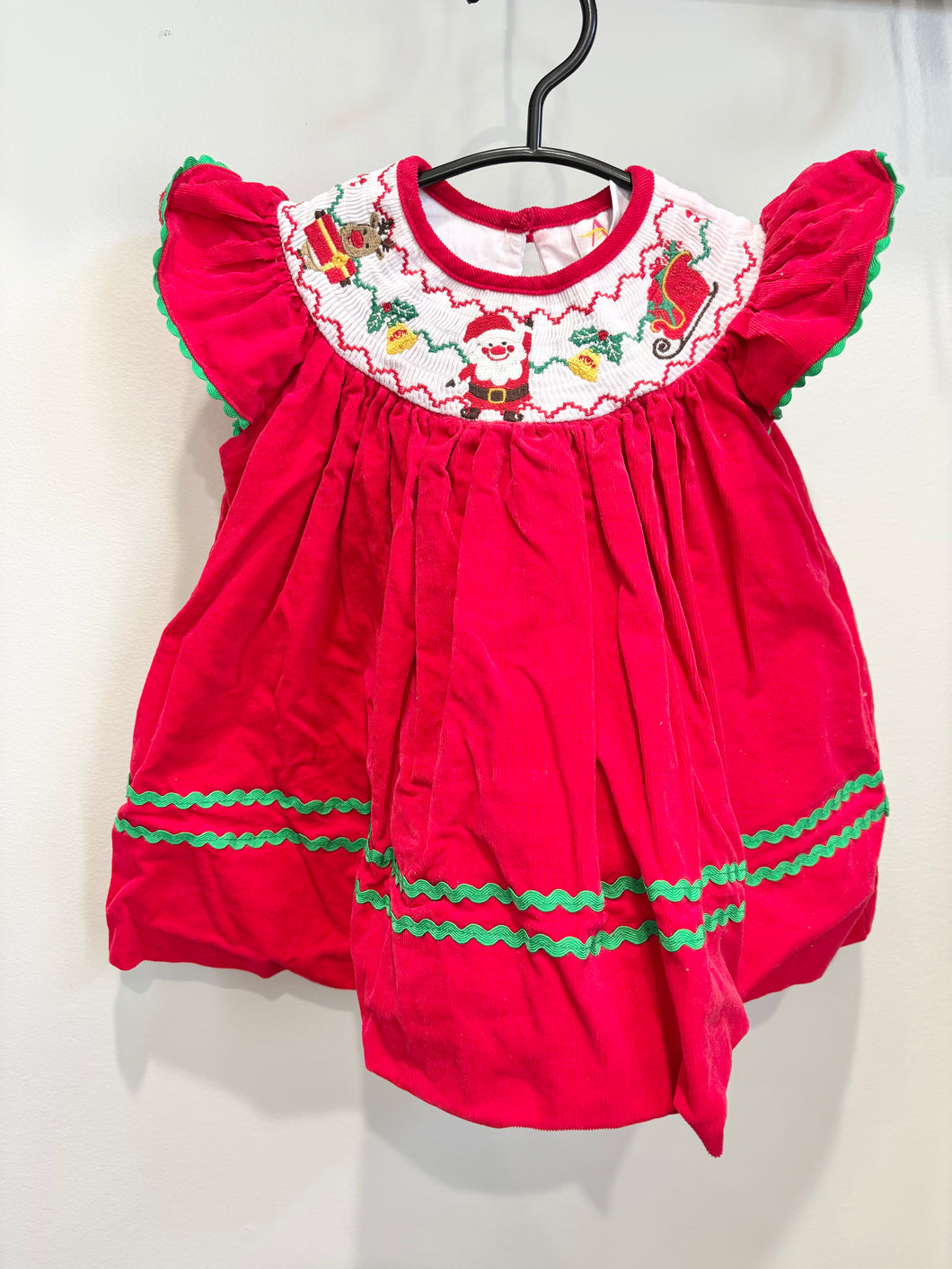 Angeline Kids Smocked Santa Dress Size 3-6m