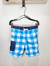 Load image into Gallery viewer, Hanna Andersson Blue Plaid Swim Trunks Size 5
