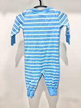 Load image into Gallery viewer, Hanna Andersson Blue Striped Sleeper Size 0-3m
