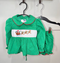Load image into Gallery viewer, Southern Smocked Co. Smocked Santa's Sleigh 2pc Set Size 9m*
