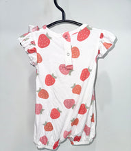 Load image into Gallery viewer, Larkspur Strawberry Romper Size 6-12m*
