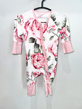 Load image into Gallery viewer, Pink Floral Bamboo Sleeper Size 0-3m

