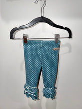 Load image into Gallery viewer, Matilda Jane Blue Polka Dot Ruffle Leggings Size 6-12m
