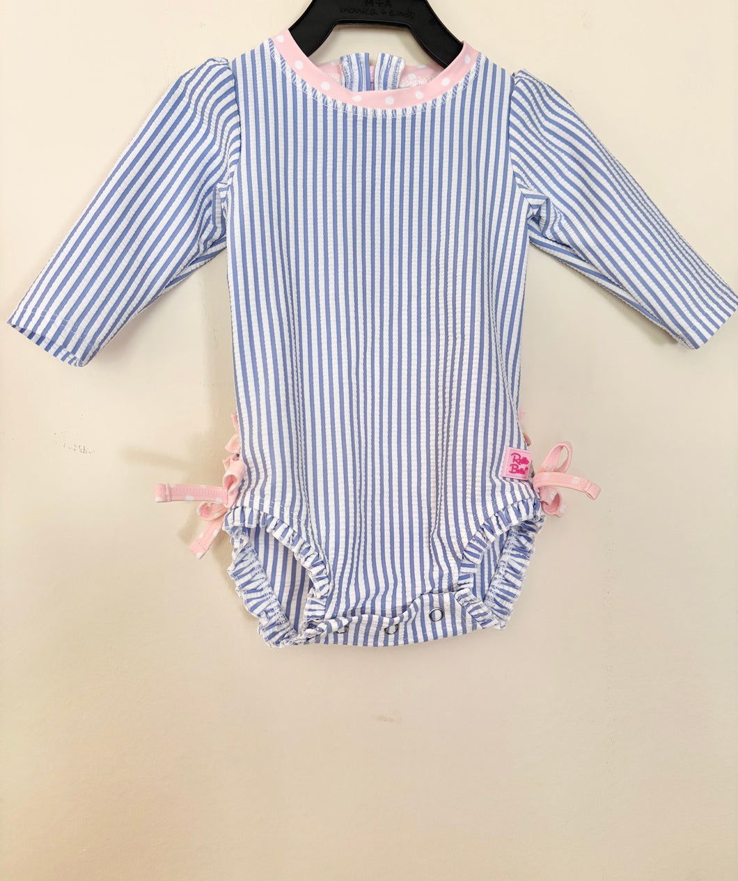 Ruffle Butts Blue Striped Swimsuit Size 3-6m