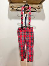 Load image into Gallery viewer, Janie &amp; Jack Red Plaid Suspender Pants Size 4
