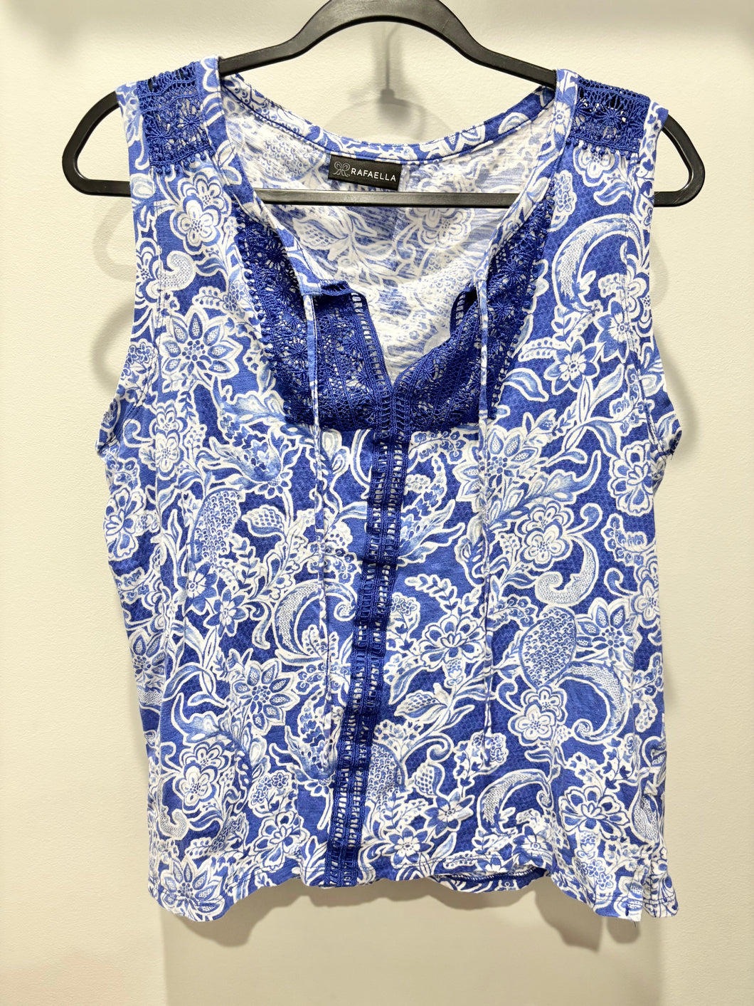 Rafaella Blue Floral Top Size XL