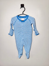 Load image into Gallery viewer, Hanna Andersson Blue Striped Footie Size 0-3m
